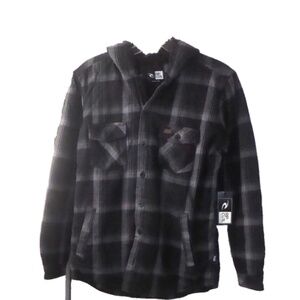 🎈FINAL Sale CURL HAYWARD HOODED SHERPA LINED COTTON FLANNEL SHIRT JACKET NEW